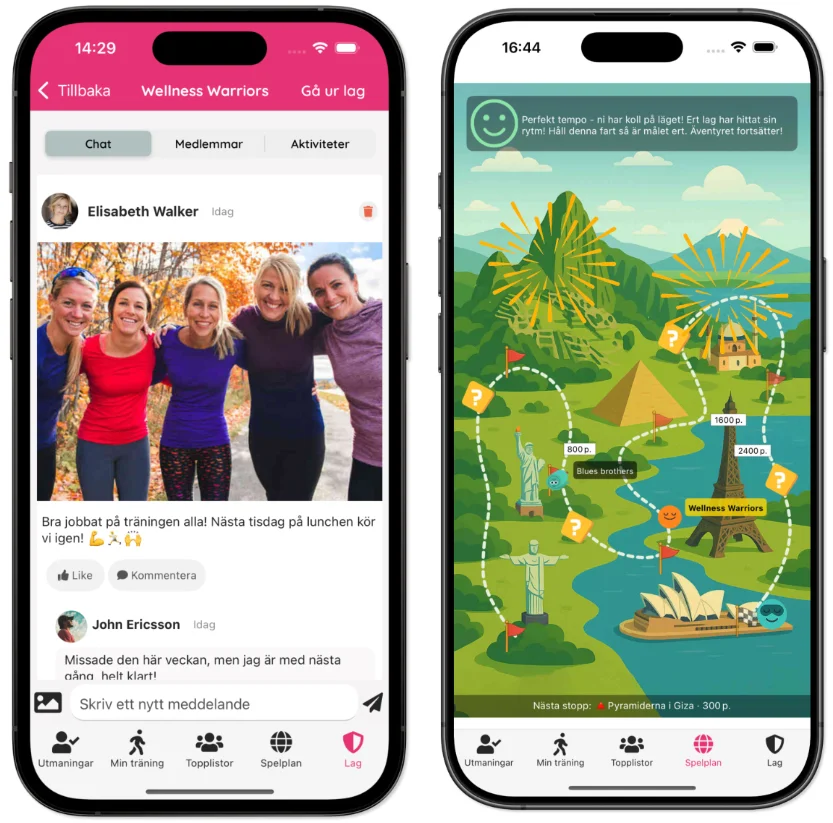 team-board-sv Spelplan och lag i ReachingApps stegtävling
